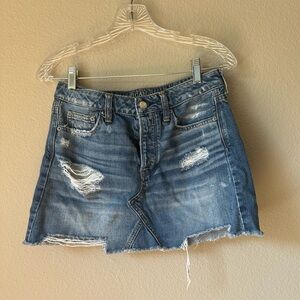 American eagle distressed denim mini skirt